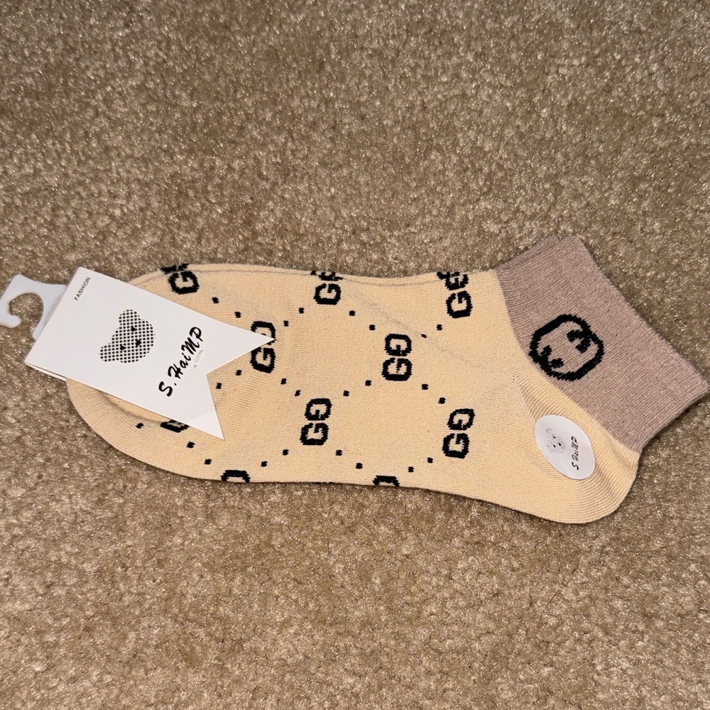 Socks Cream and Gray Casual Socks, Fashion, NEW